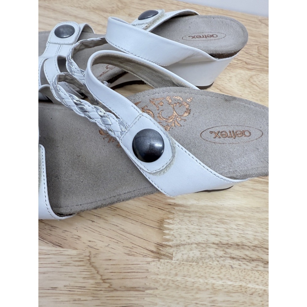 Aetrex Lydia Adjustable Wedge slip on sandal white size 10‎ #50 - Picture 7 of 10